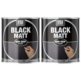 2X Matt Black Non-Drip Paint 300ml Tin Paint